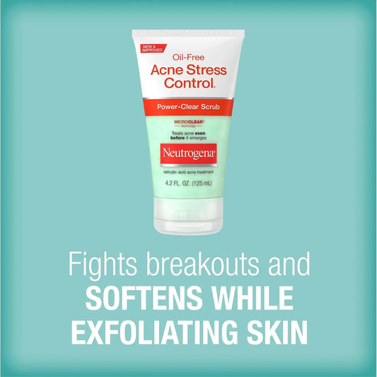 Neutrogena Oil Free Acne Stress Control Power Clear Face Scub, 4.2 fl oz