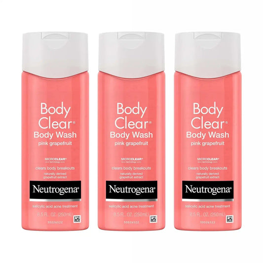 Neutrogena Body Clear Pink Grapefruit Acne Body Wash, 3 x 8.5 fl oz