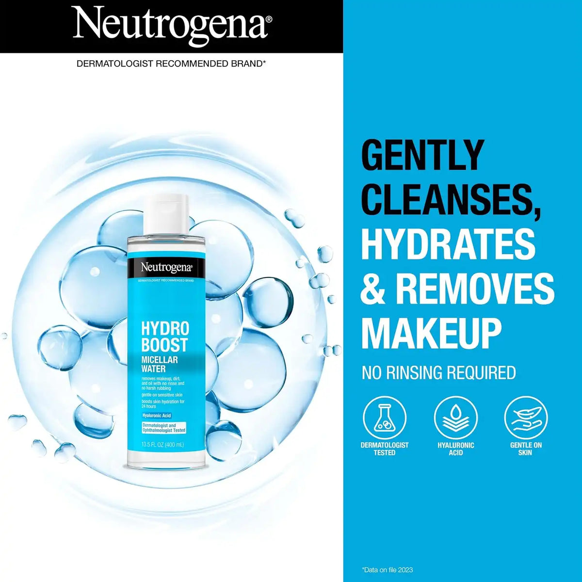 Neutrogena Hydro Boost Micellar Water with Hyaluronic Acid, 13.5 Fl Oz (Pack of 6)