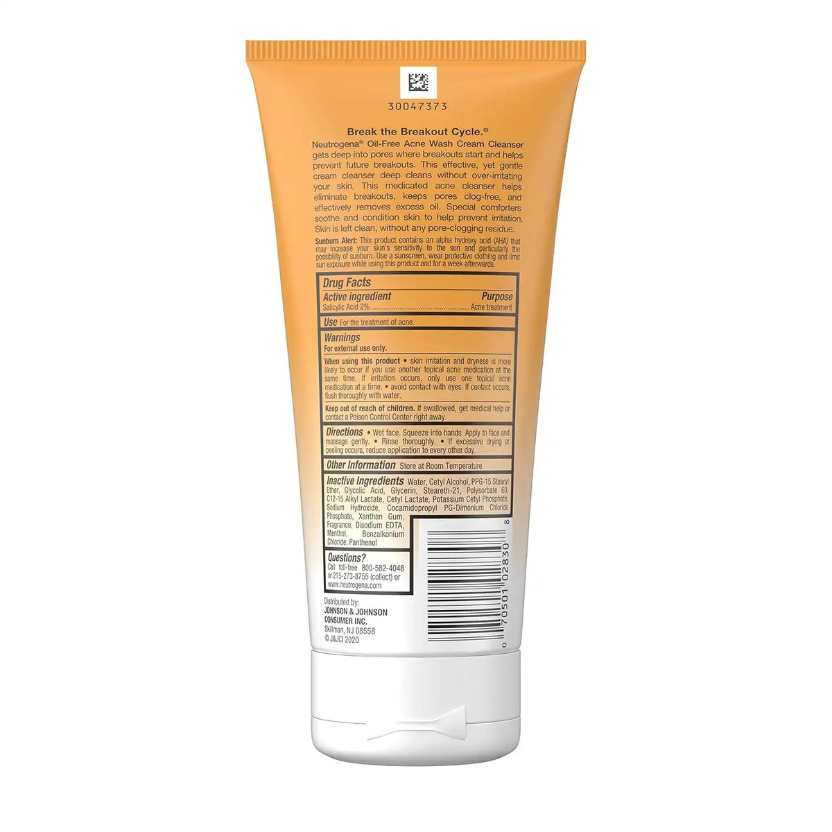 Neutrogena Oil-Free Acne Face Wash Cream Cleanser with 2% Salicylic Acid Acne Treatment, Non-Comedogenic & Gentle Daily Facial Cleanser for Acne-Prone Skin, 6.7 fl. oz (Pack of 6)