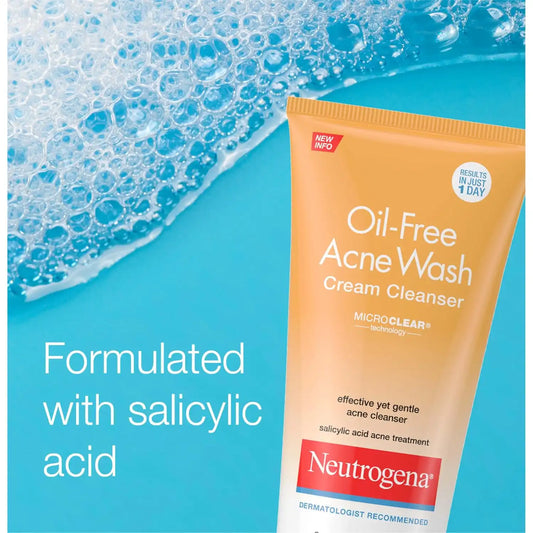 Neutrogena Oil-Free Acne Face Wash Cream Cleanser, 6.7 fl oz