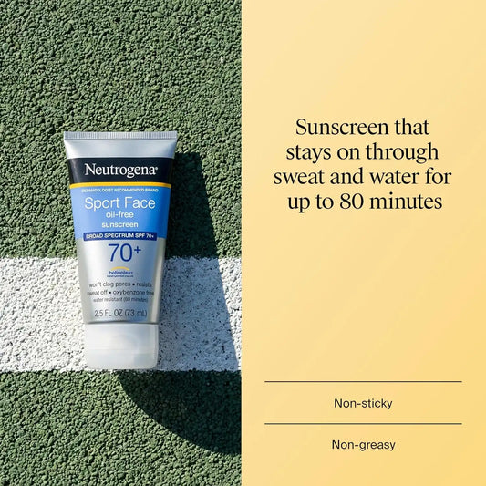 Neutrogena Sport Face Sunscreen Lotion SPF 70+, 2.5 fl. oz (Pack of 12)